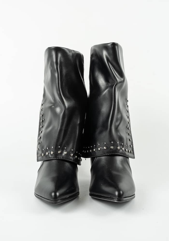 Γυναικείο Μποτάκι με τακούνι Μαυρο Δερματίνη κωδ:D8259