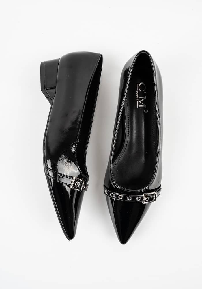 Γυναικεία Γόβα Μαυρη Δερματινη κωδ:8334