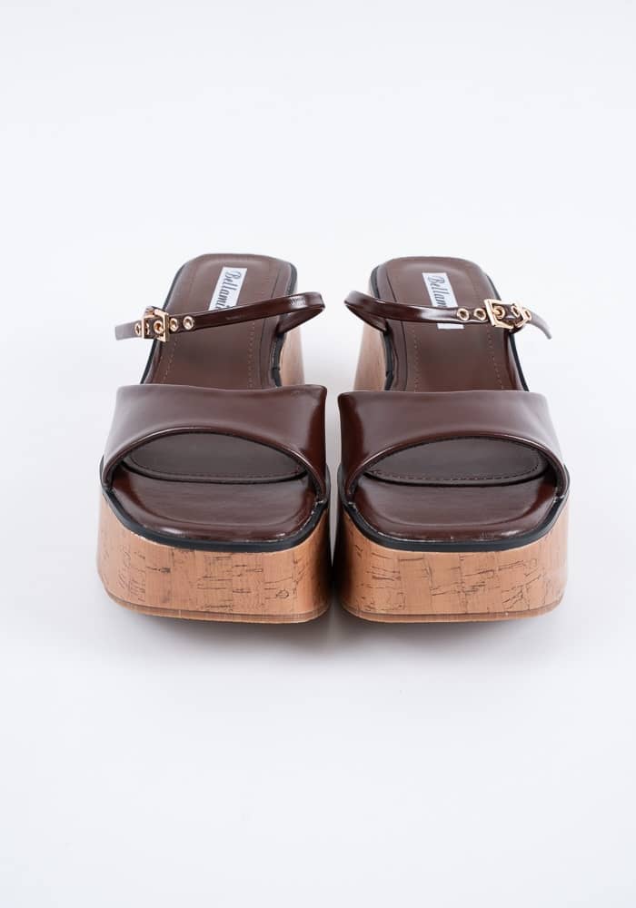 Γυναικείο Flatform Καφέ Δερματίνη κωδ:Q0325