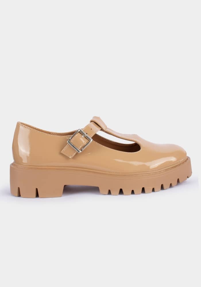 Γυναικεια MARY JANE SHOES Καμελ δερματίνη κωδικός:2722-2