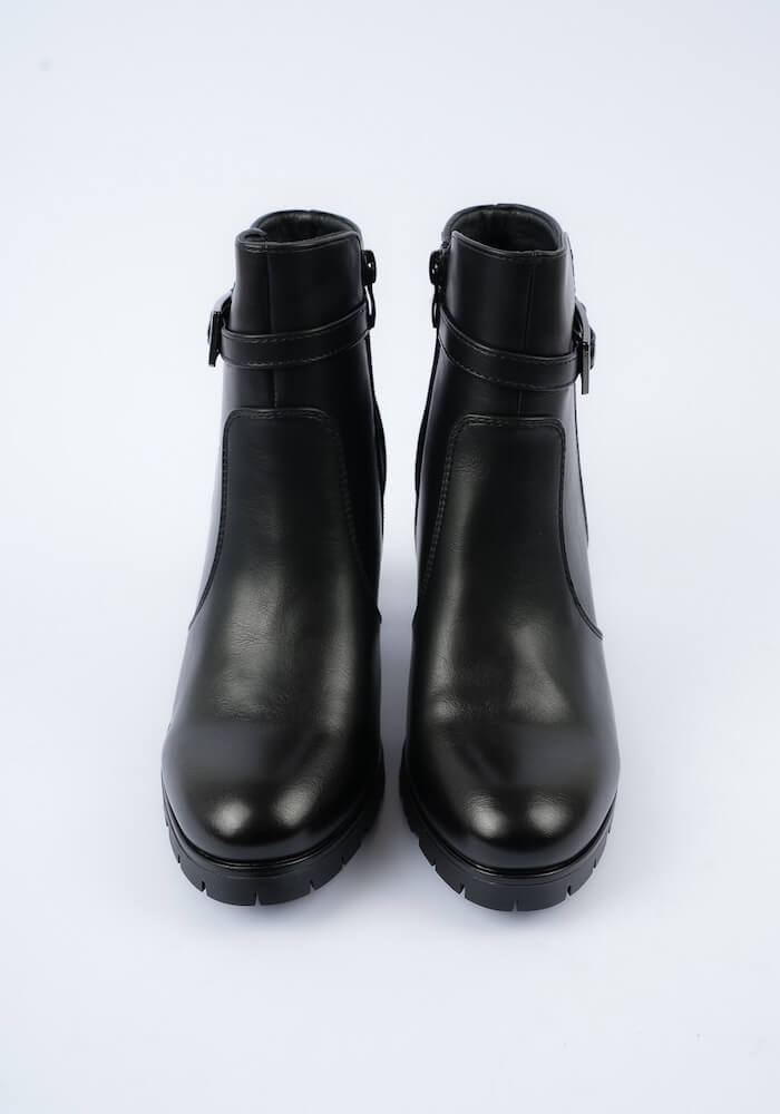 Γυναικείο Μποτάκι με τακούνι Μαυρο Δερματίνη κωδ:HL227-28 